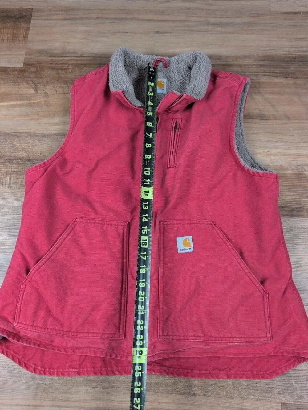 Vintage Carhartt Women’s WV001 624 Sherpa Lined Crabapple Pink Vest Size XL